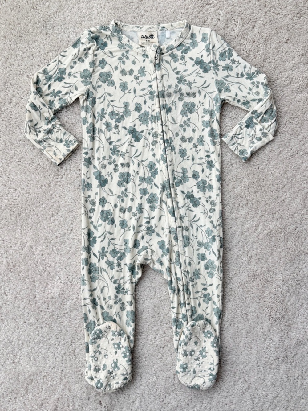 Tullabee Cream Floral Footed One-Piece for Kids